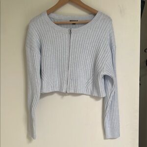 Wild Fable Soft Blue Knit Zip-Up L